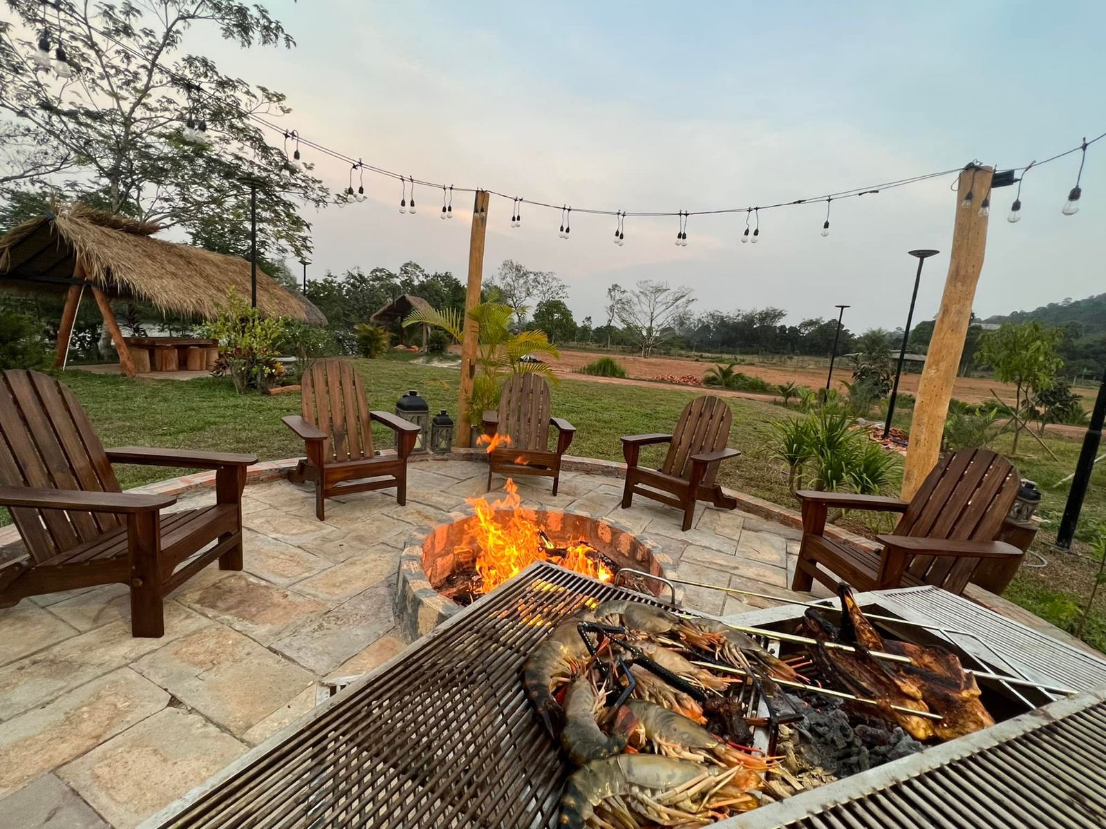 Fire pit in the evening