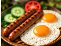 Merguez with fried eggs