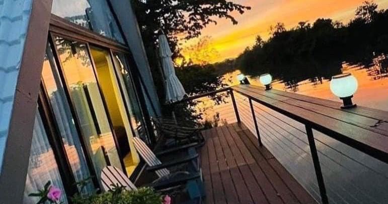 Sunset on the river deck