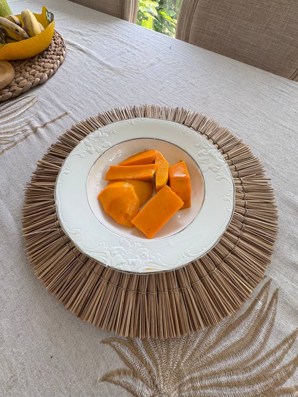 Sliced papaya from the garden